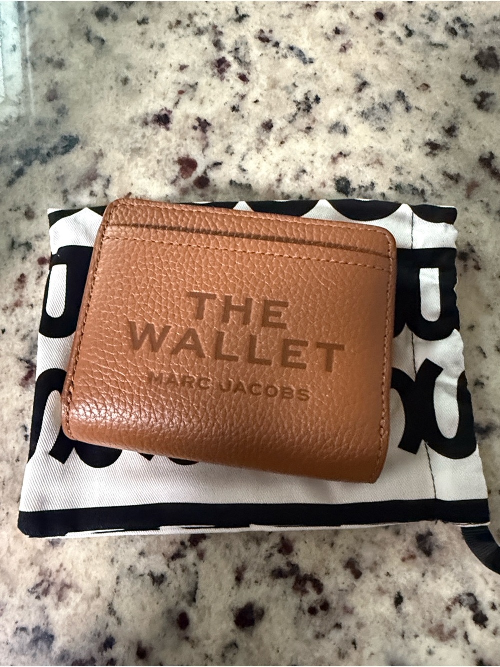 Marc Jacobs Tan Pebbled Leather 'The Wallet' Compact Card Case
